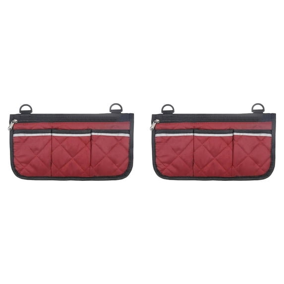 Wheelchair Side Armrest Organizer Pouch 2 Pack, Waterproof Beach Chair Hanging Storage Bag with 4 Pockets, Portable Camping Seat Accessory for Snacks, Phone and Magazines