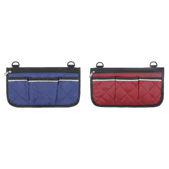 Wheelchair Side Armrest Organizer Pouch 2 Pack, Waterproof Beach Chair Hanging Storage Bag with 4 Pockets, Portable Camping Seat Accessory for Snacks, Phone and Magazines