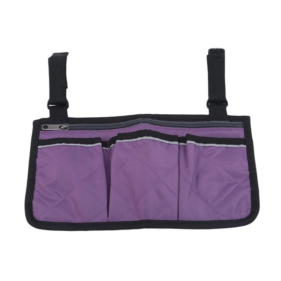 Wheelchair Side Bag Armrest Storage Pouch Organizer Zippered Design for Seniors and Mobility Walkers Use