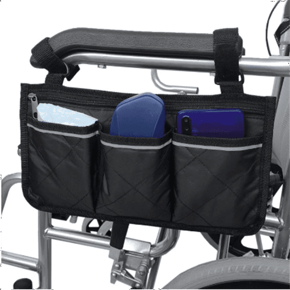 Wheelchair Side Bag Walker Bag Rollator Organizer Pockets Wheelchair Scooter Side Bag for Sundries Wallet Snacks Storage Parts