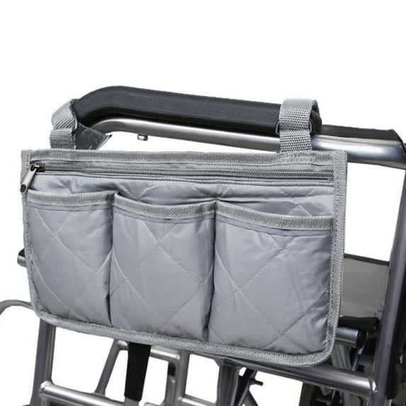 Wheelchair Side Bag, Walker Organizer Bag, Waterproof Armrest Pouch Bag with Bright Line Black Storage Organizers for Walkers, Rollators, Scooters