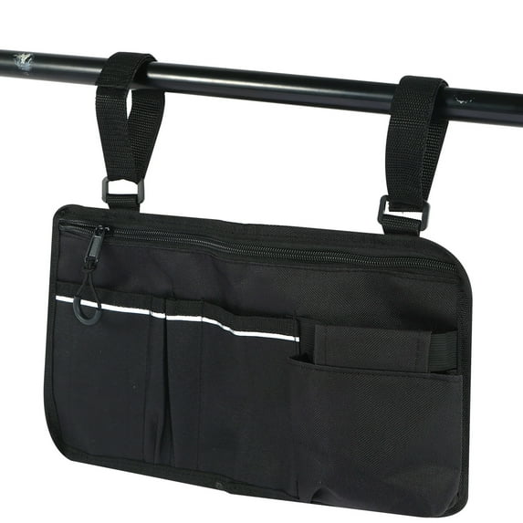 Wheelchair Side Bag with Reflective Strap Large Capacity Wheelchairs Storage Organizer Bag Waterproof Walker Bag Adjustable Wheelchair Armrest Pouch for Most Wheelchairs