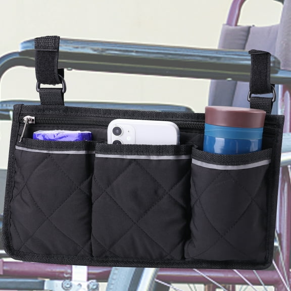 Wheelchair Side Bag,Wheelchair Pouch Side Pocket,Armrest Storage Accessories Attachments Hand Free Bags for Wheelchair,Walkers Suit for Adults Seniors