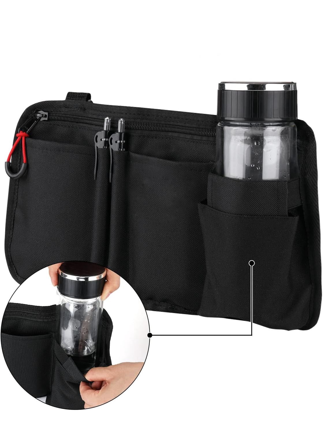 Wheelchair Side Bag with Cup Holder - Storage Pouch (with Drink Holder) for Walkers, Rollators and Mobility Scooters, Ideal Gift