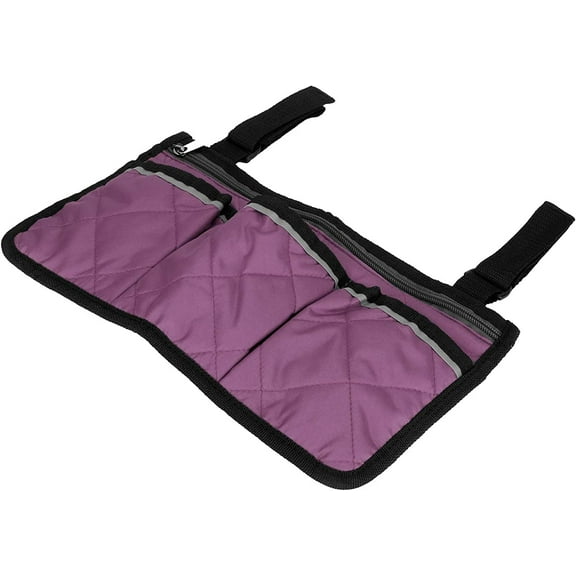 Wheelchair Side Organizer Storage Bag Armrest Pouch with Cup Hold and Reflective Strip,Waterproof Storage Pouches for Most Wheelchairs Rollators,Walkers Wheelchairs Accessories(Purple)