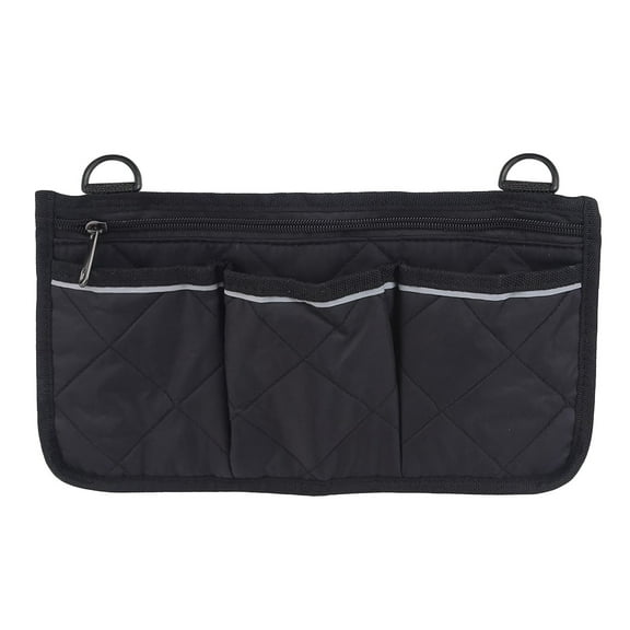 Wheelchair Storage Bag Armrest Side Pockets Organizer for Scooter Multiple Compartments Reflective Strip for Safety 32.5x18cm Size Zipper Closure Durable Fabric