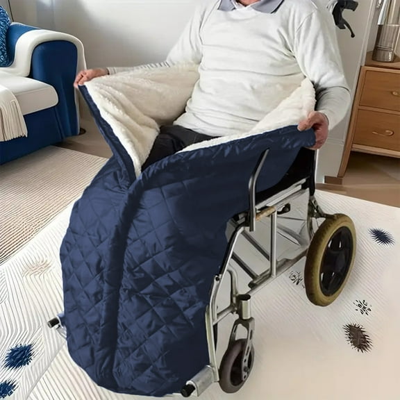 Wheelchair Warm Blanket, Half-Covered Thickened Fleece Blanket for Elderly Care, Winter Insulation Cover for Mobility Aid Users, 130x65cm, Machine Washable, Non-Slip Design, Caregiver-Friendly