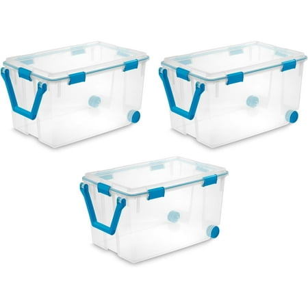 Sterilite 3-pack Wheeled Gasket Storage Bin with Latch Lid - Stackable, Clear - 3 Pack, 120 Qt — Home & Garage Storage, Stackable Design