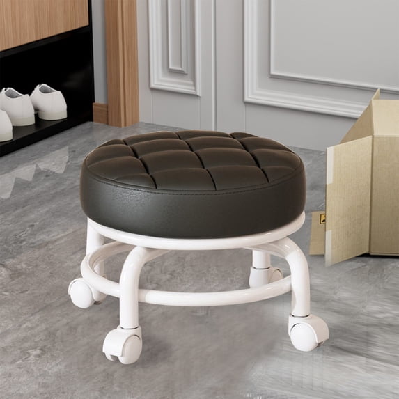 Wheeled Low Stool Multifunctional Home Use Rolling Shoe Stool Seamstress Chair Lazy Man Mobility Seat for Living Room Kitchen Bedroom Home