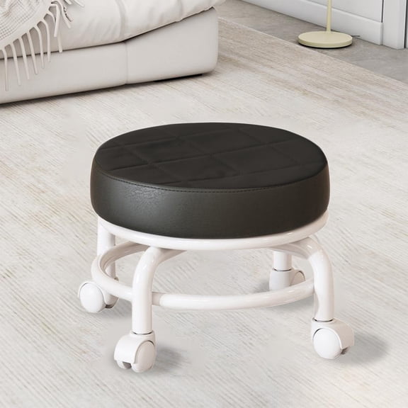 Wheeled Low Stool with Universal Wheels - Rolling Sitting Stool for Home Use - Multifunctional Small Stool for Shoe Changing, Seamstress, Workshop - Compact Lazy Man Stool - 1 Pack