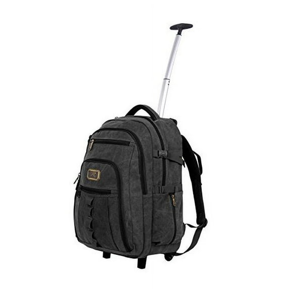 Wheeled Rolling Canvas Backpack w/Telescoping Handle & Laptop Compartment