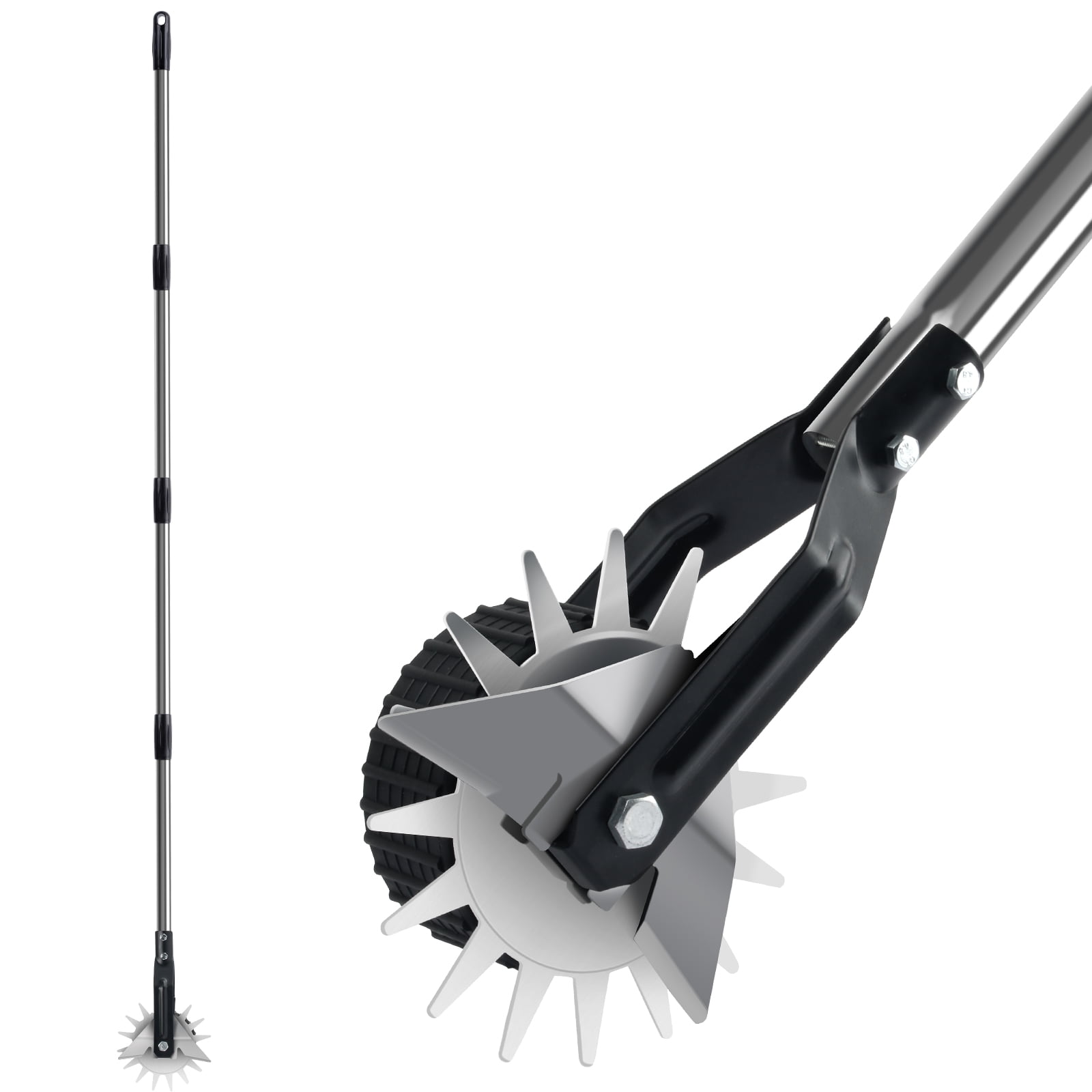 Wheeled Rotary Edger, Manual Lawn Edger with Sturdy 4-Section Adjustable Stainless Steel Handle, 67.32-Inch