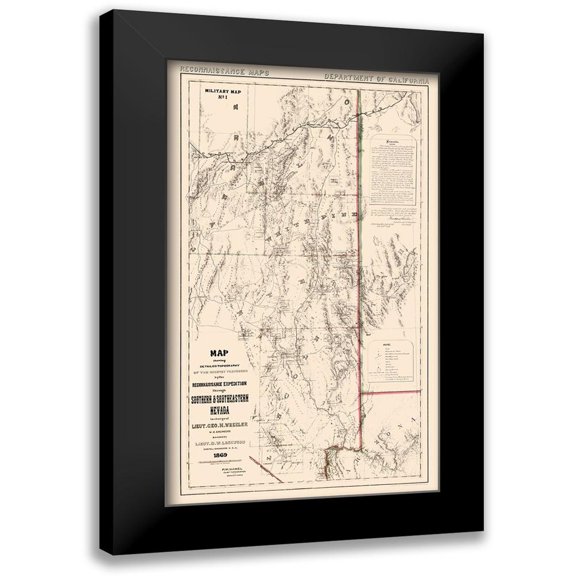 Wheeler 10x14 Black Modern Framed Museum Art Print Titled - Nevada - Wheeler 1869