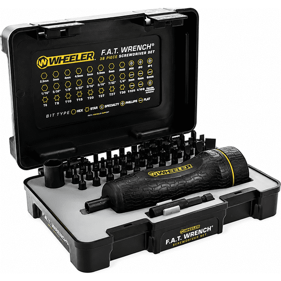 Wheeler 1237377 38-Piece FAT Wrench & Screwdriver Set, Adjustable Torque Wrench with Bits and Storage Case