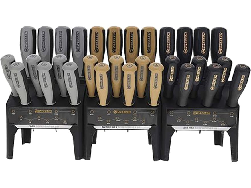 Wheeler 30 Piece SAE/Metric Hex and Torx Benchtop Screwdriver Set for Pistol Rifle Handgun Gunsmithing Rebuild and Maintenance
