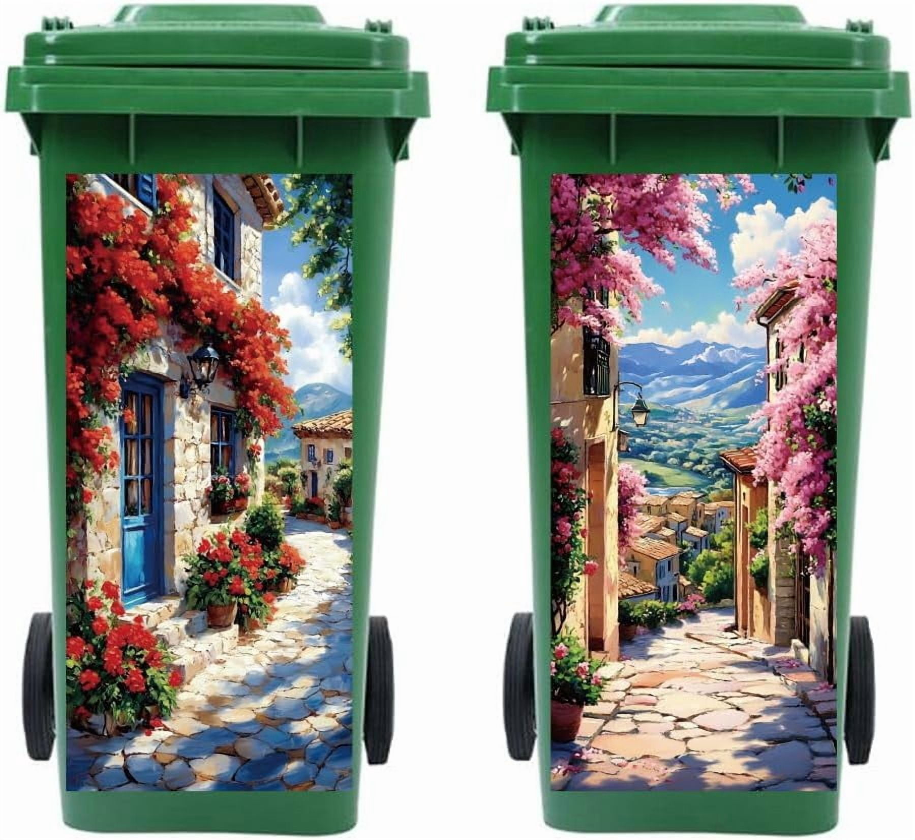 Sticker For Dustbin Wheelie Bin Stickers 2 Sheets Flowers and Streets Sticky Dustbin ...