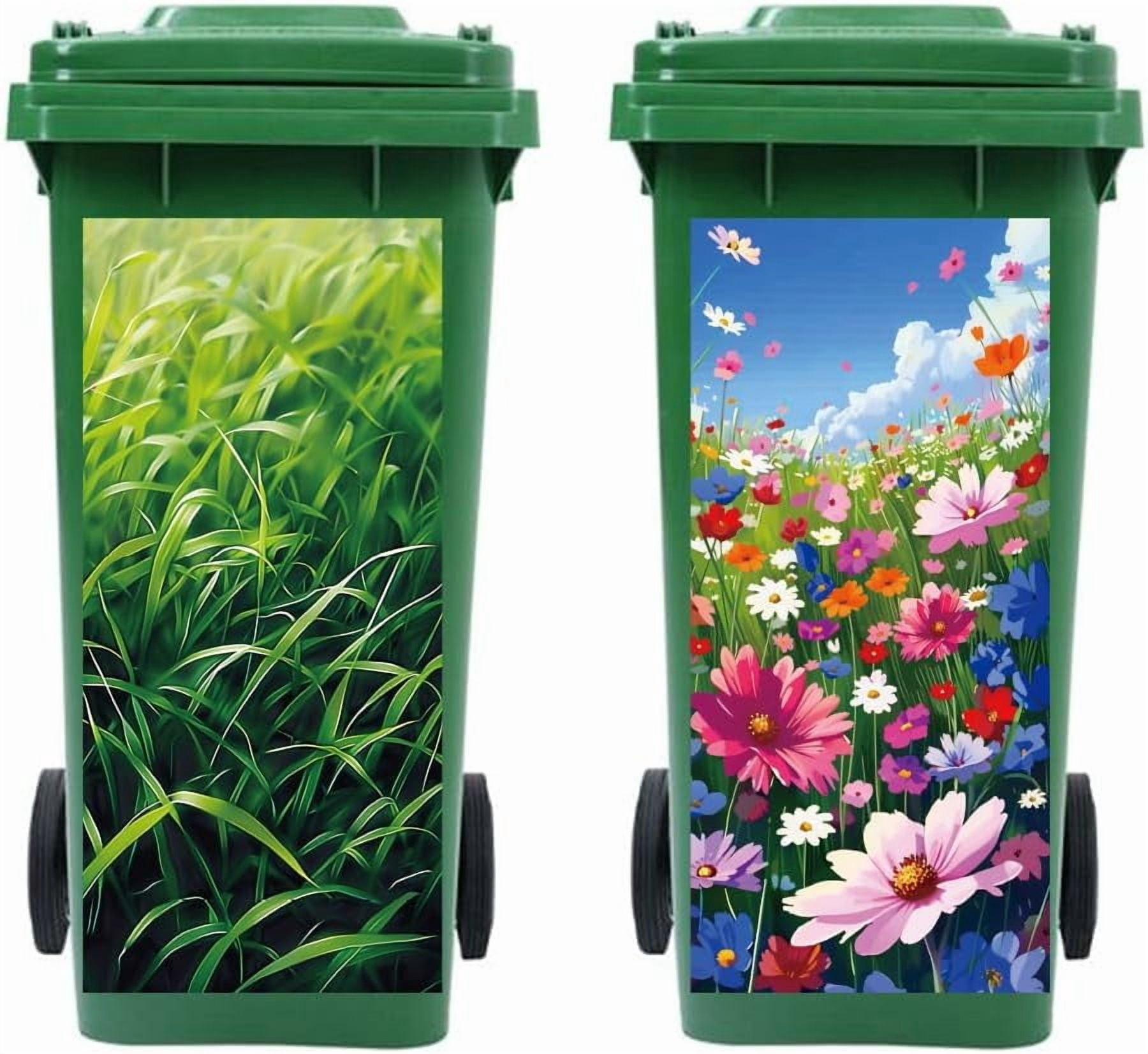 Wheelie Bin Stickers 2 Sheets Grassland and Wildflowers Sticky Dustbin ...
