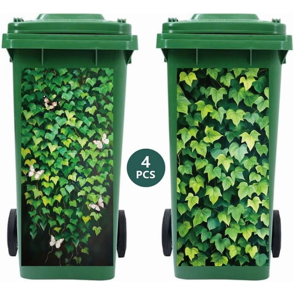 Wheelie Bin Stickers 4 Sheets Ivy Sticky Dustbin Stickers Decals 15in x 32in Waterproof Self Adhesive Large Decal