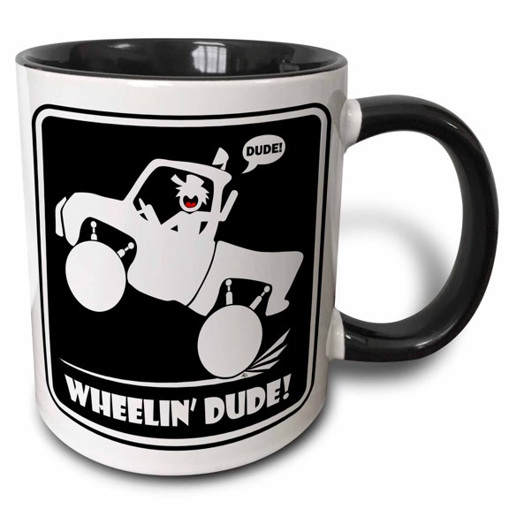 3drose, Wheelin Dude Black Sign 1, 11oz Two-tone Black Mug