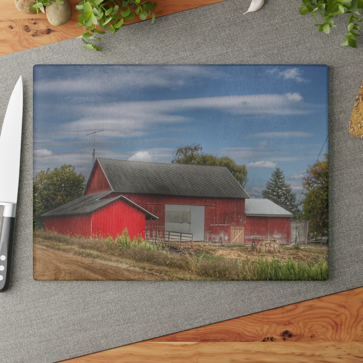 Wheeling Road Barn Barn Boutique Tempered Glass Cutting Board