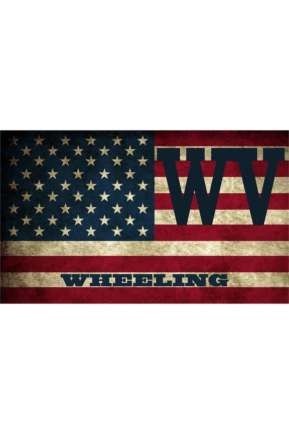 Wheeling WV West Virginia Ohio County Vintage US Flag Decal Bumper Sticker 3M Vinyl 3" x 5"