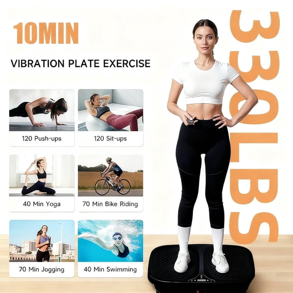 Wheelive Vibration Plate Exercise Machine, 200W Full Body Workout Platform for Strength Toning and Fat Loss, 120 Adjustable Speeds, Supports 330 lbs,Black