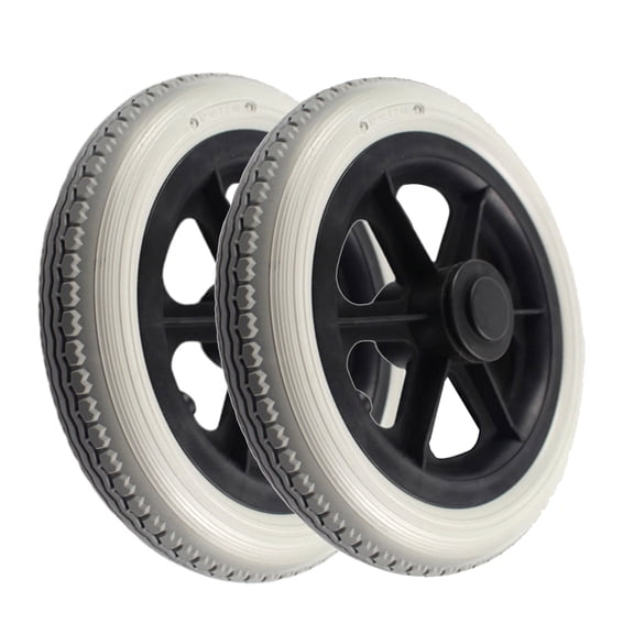 Wheels Assembly 12 Inch Rear Wheel 12 1/2 x 2 1/4" Gray Solid PU Tire Construction, Back Wheel Replacement for Manual Wheelchairs