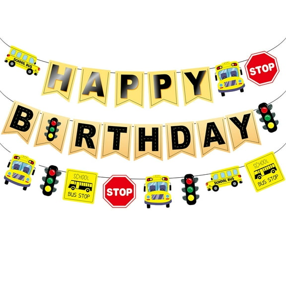 Wheels On The Bus Birthday Banner, School Bus Decorations For Party School Bus Birthday Banner Bus Birthday Party Decorations Back to School Banner Party Supplies