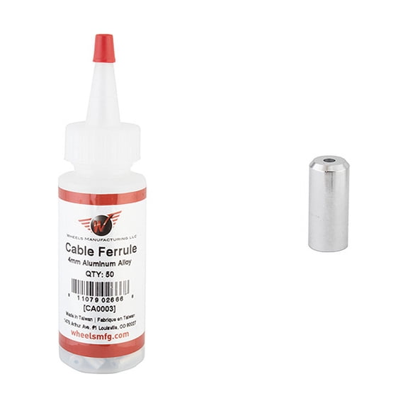Wheels Manufacturing Cable Housing Ferrule - Alloy, 4mm, Bottle of 50