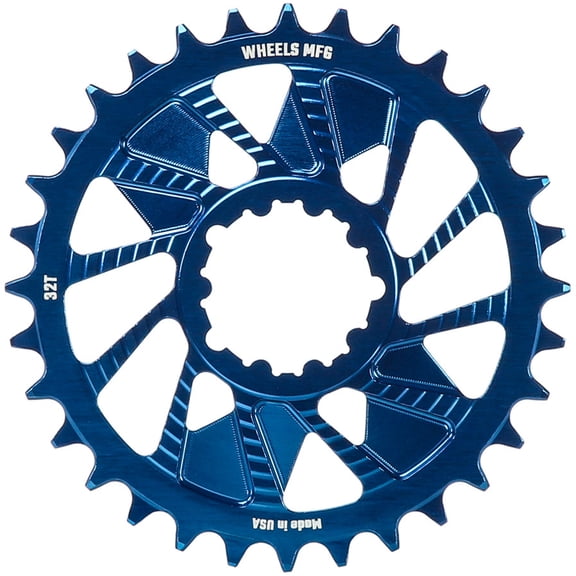 Wheels Manufacturing Direct Mount Chainring - 32t, SRAM 3-Bolt Direct Mount, 3mm Offset, T-Type Chain Compatible, Blue
