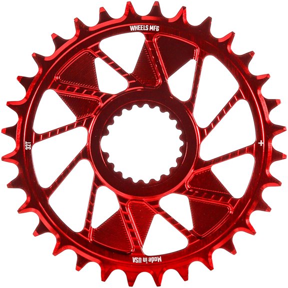 Wheels Manufacturing Direct Mount Chainring - 32t, Shimano Direct Mount, 1.5mm Inboard Offset, HG+ Chain Compatible, Red