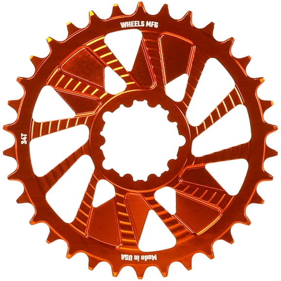 Wheels Manufacturing Direct Mount Chainring - 34t, SRAM 3-Bolt Direct Mount, 3mm Offset, Compatible with Hyperglide+