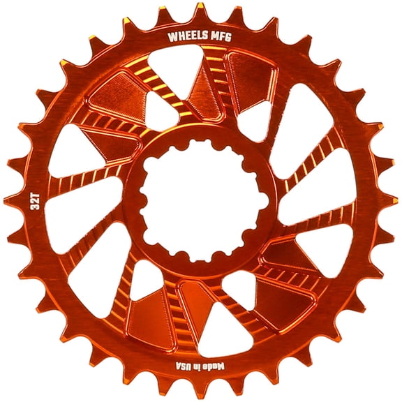 Wheels Manufacturing Direct Mount Chainring - 32t, SRAM 3-Bolt Direct Mount, 3mm Offset, T-Type Chain Compatible, Orange