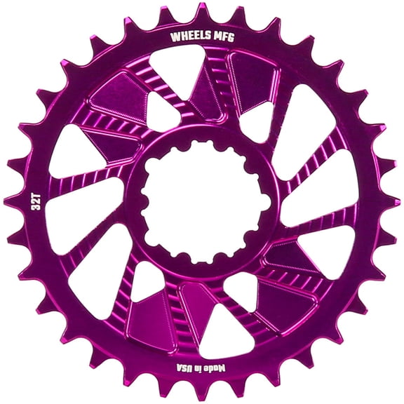 Wheels Manufacturing Direct Mount Chainring - 32t, SRAM 3-Bolt Direct Mount, 3mm Offset, T-Type Chain Compatible, Purple