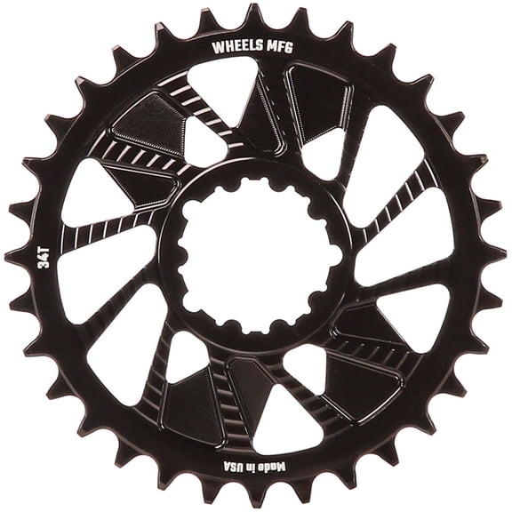Wheels Manufacturing Direct Mount Chainring - 34t, SRAM 3-Bolt Direct Mount, 3mm Offset, Compatible with Hyperglide+