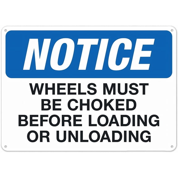Wheels Must Be Chocked Before Loading_Unloading Sign NO.28798 - 8"x12" Metal Tin Sign, Clear Warning for Home & Business