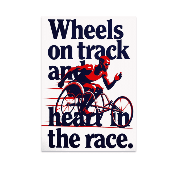 Wheels on Track and Heart in the Race - Sports Enthusiast - 13x19 Poster Print