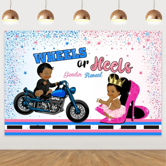 Wheels or Heels Gender Reveal Decorations, Wheels or Heels Backdrop Wheels or Heels Gender Reveal Party Supplies