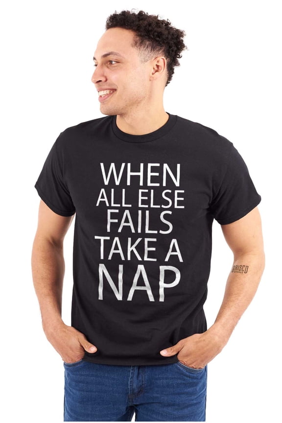 When All Else Fails Take a Nap Lazy Plus Size Crewneck Graphic Tee Shirt Brisco Brands 3X
