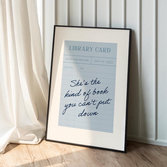 When Emma Falls In Love Print, Library Card Wall Art Home Decor #1004, Unframed Poster Size 8x12