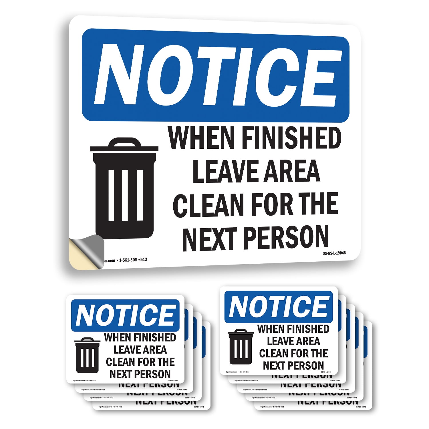 When Finished Leave Area Clean With Symbol OSHA Notice Vinyl Decal ...