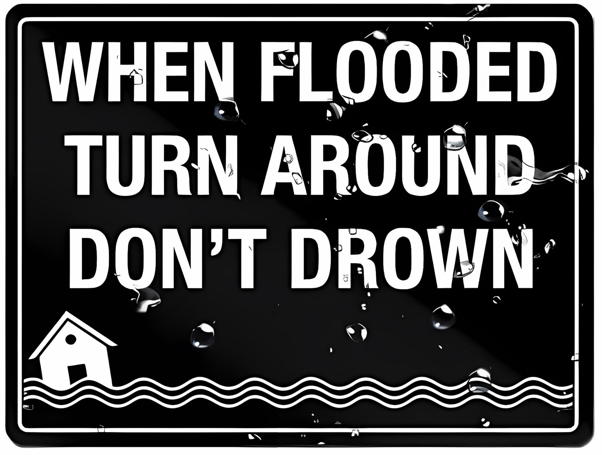 When Flooded Turn Around Don T Drown Acrylic Sign - 12×8 Inches, Door ...