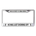 thumbnail image 1 of When God Created The German Shepherd Chrome License Plate Frame, 1 of 1