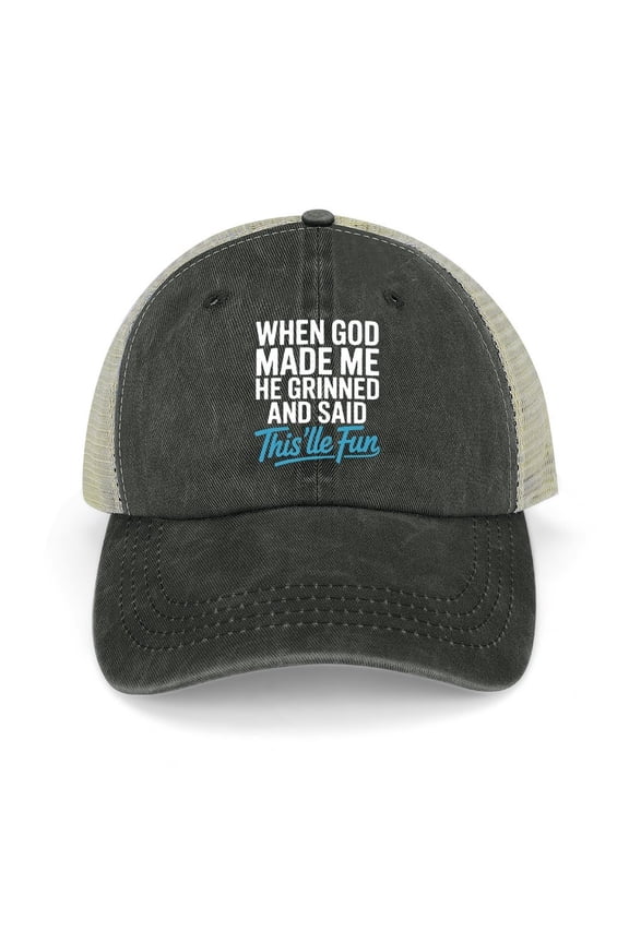 When God Made Me Black Hat Adjustable Funny Fashion Unisex Baseball Cap for Men Women