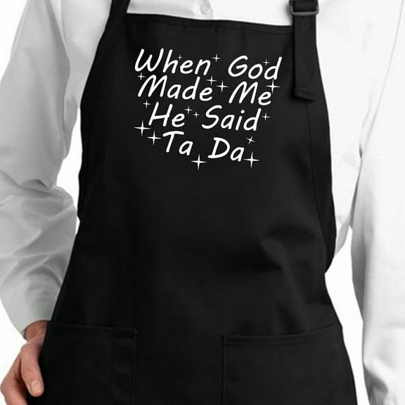 When God Made Me Funny Christian Quote Faith Religious gift Apron Chef Cooking