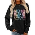 thumbnail image 1 of When God Made Me He Grinned And Said This'll Be Fun Letter Print Long Sleeve Shirts For Women Black One-piece, 1 of 4