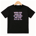 thumbnail image 1 of When God Made Me He Grinned Boys Graphic Tee, Religious Cute 100% Cotton Kids Short Sleeve T-Shirt 4-13Y, 1 of 5