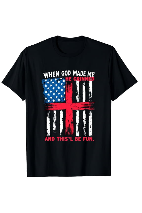 When God Made Me He Said This'll Be Fun Religious Christian Graphic Crew Neck Short Sleeve T-Shirts (Men's, Women's)