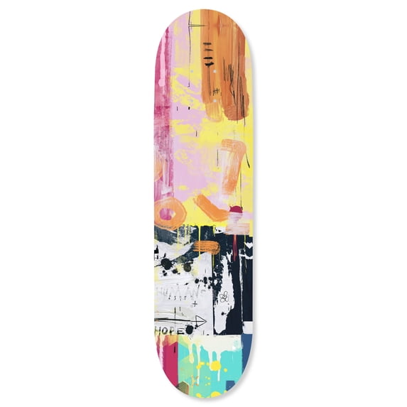 When Hope Paints Skateboard Acrylic Wall Art Die-Cut, 1 panel 8" x 32", Urban Modern Street Style Decor, Easy-to-Hang