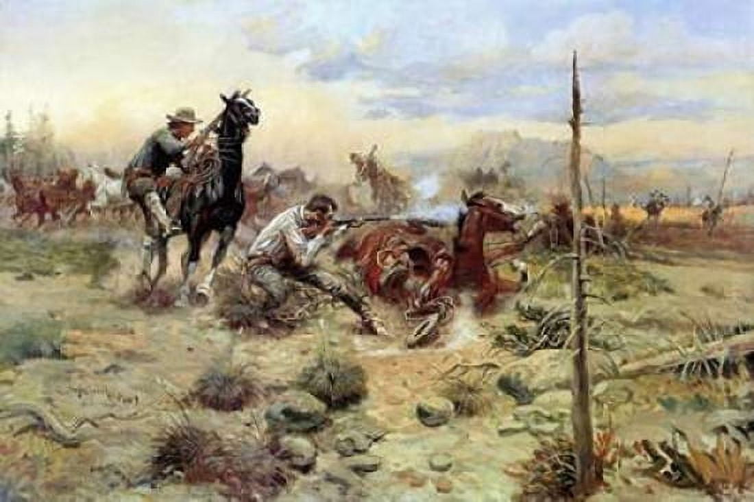 When Horse Flesh Comes High Canvas Art - Charles M Russell (24 x 36)